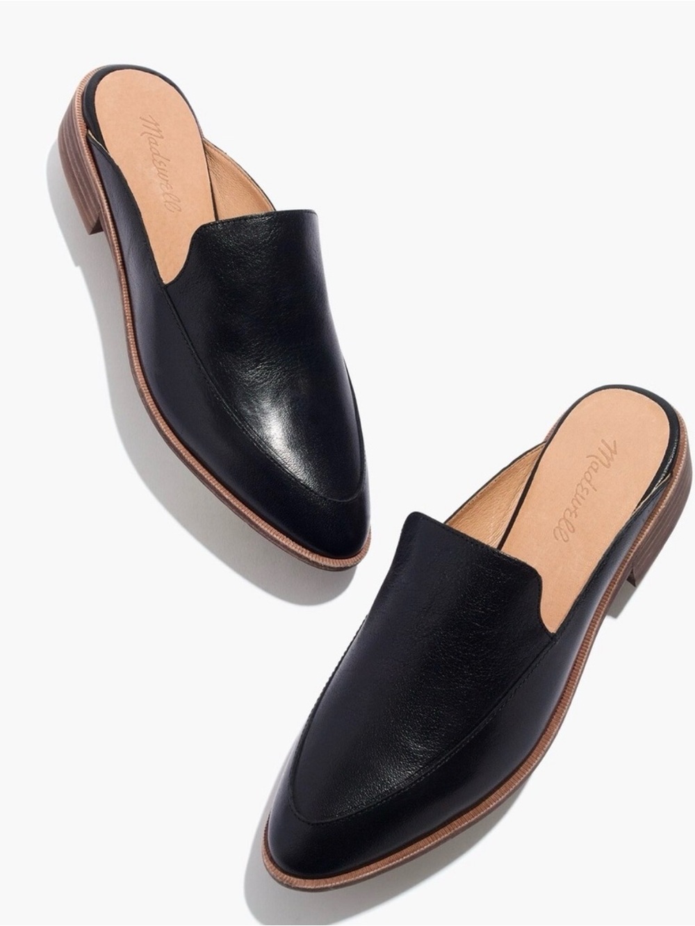 Madewell The Frances Slip On Loafer Mule in Black Leather